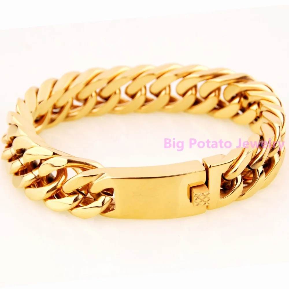 New 22CM*15MM Confidence Men's Boy's Wristband Jewelry 316L Stainless