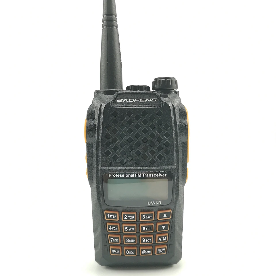 Baofeng UV-6R оранжевая клавиатура 7 Вт рация UHF VHF Двухдиапазонный UV 6R Walky Talky FM 128CH VOX Ham Радио UV6R для охотничья рация