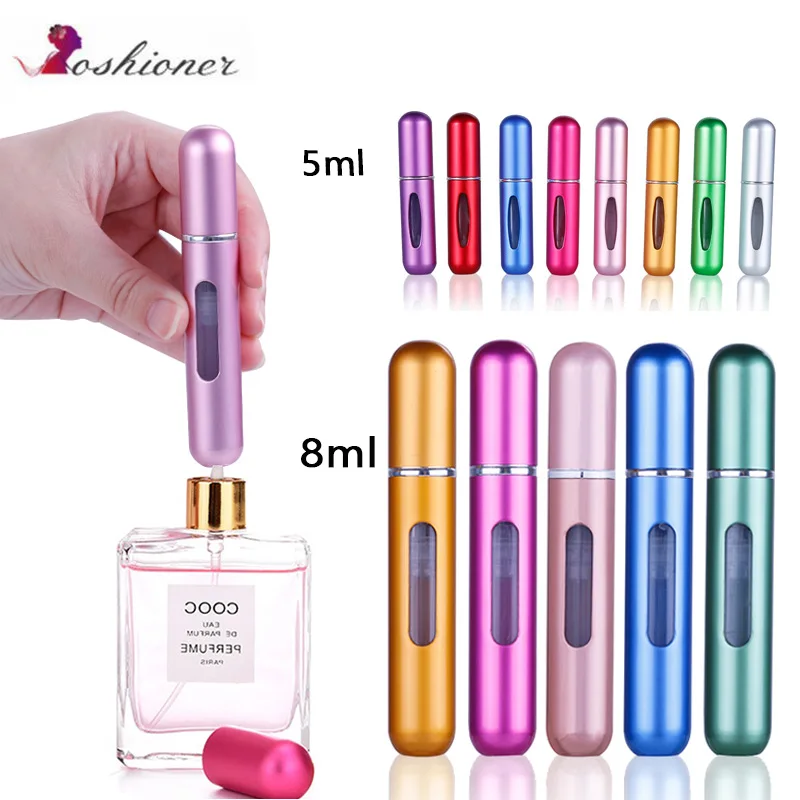 

Portable 5 ml / 8 ml Travel Mini Container Aluminum Refillable Perfume Spray Bottle Empty Cosmetic Containers Perfume Bottle