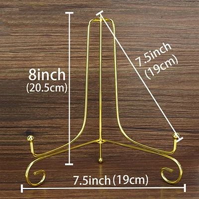 Железный Дисплей Стенд Золотой Железный мольберт пластина дисплей фото держатель стенд, дисплей s фоторамки, кулинарные книги, декоративные тарелки - Цвет: 8inch