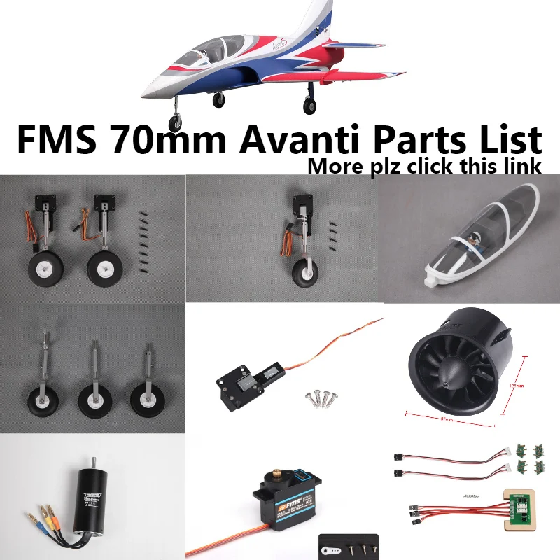 

FMS 70mm Avanti EDF Ducted Fan Jet Parts Retract Landing Gear Set System Motor ESC Servo Canopy RC Airplane Model Plane Aircraft