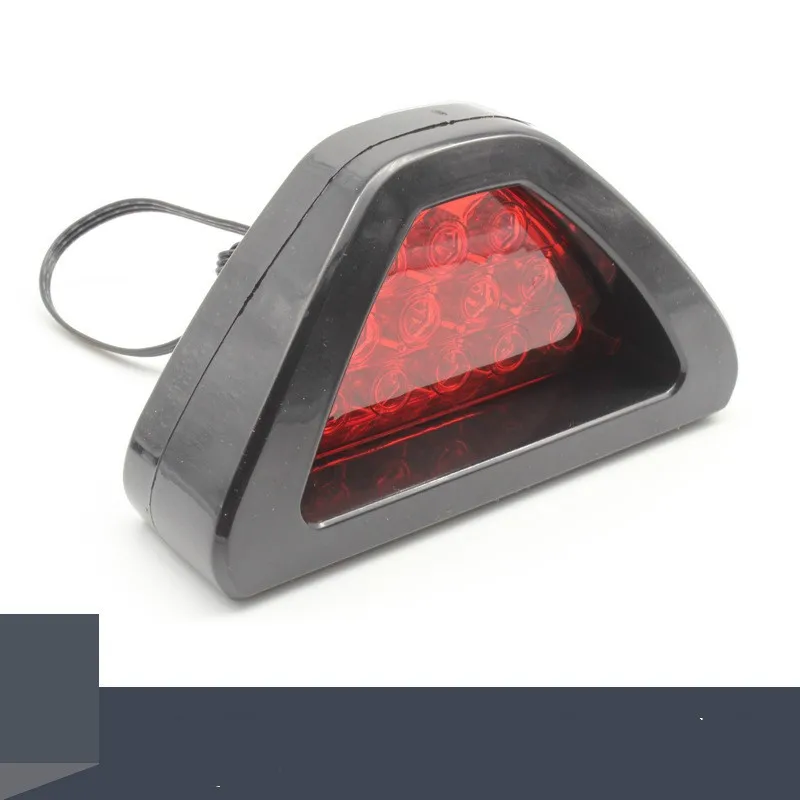 Universal Motorcycle Tail Stop Driving Light Moto Brake lamp Motorbike auxiliary triangle led Rear fog lights Car Accessories 13