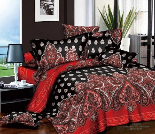 Luxury White Black Red Paisley 3d Printing Bedding Set 4pcs