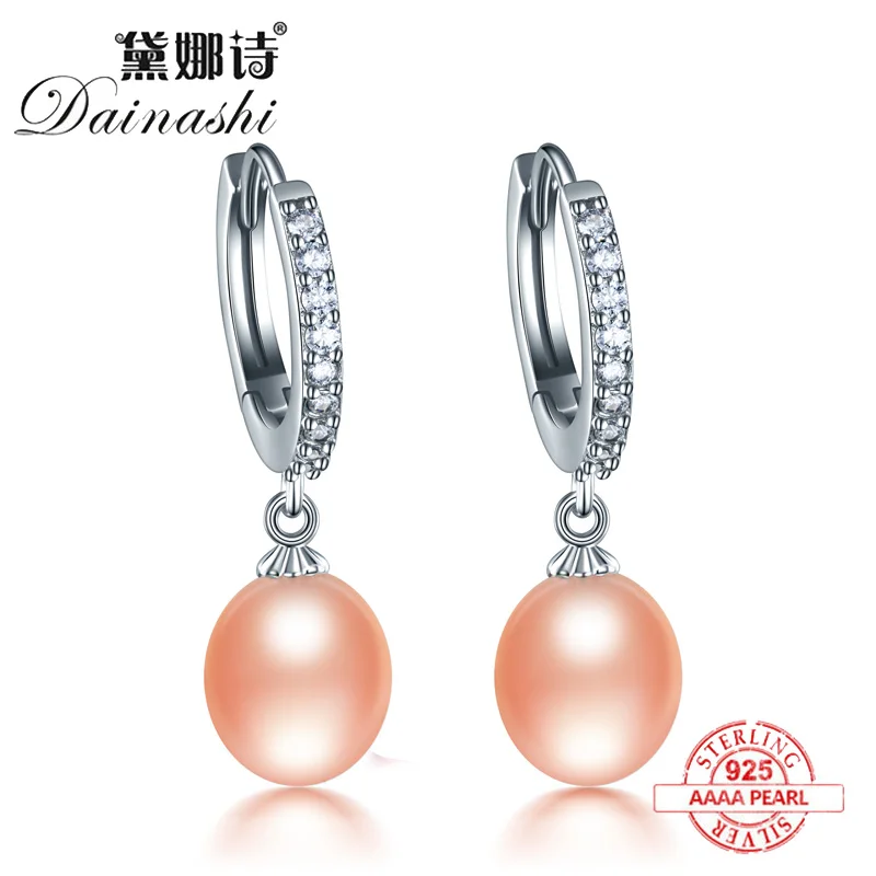 

Dainashi Simple Ring Eardrop Natural Pearl Earrings 925 Silver 18 Rhinestone Earrings Women's Jewelry Gift 2019 Woman Earrings