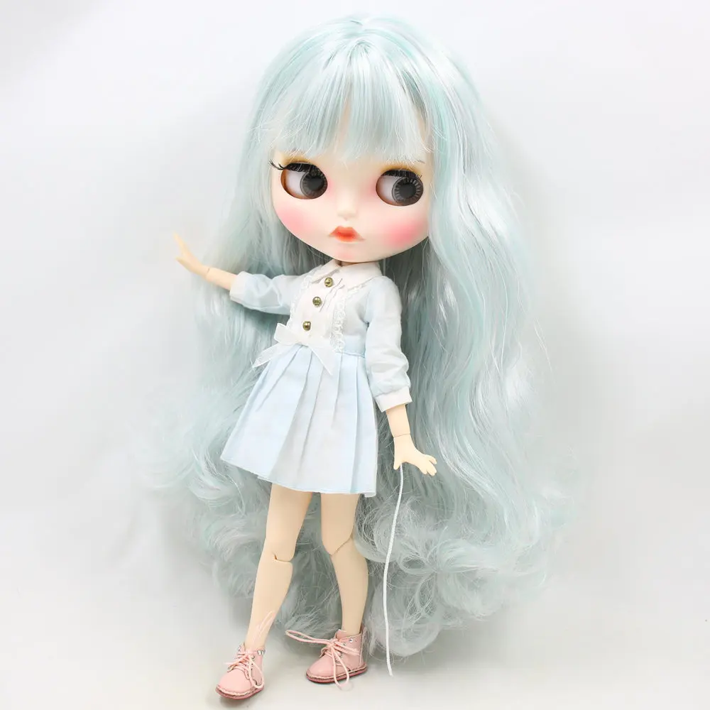 Ледяная Обнаженная кукла Blyth для No. BL4006/1059 мята микс белые волосы резные губы матовое лицо с бровями шарнирное тело 1/6bjd