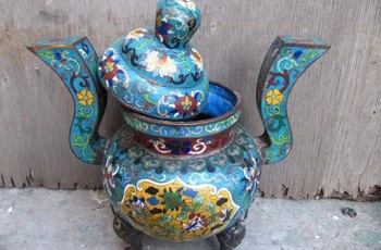 

13Chinese Bronze Copper cloisonne enamel incense burner Censer