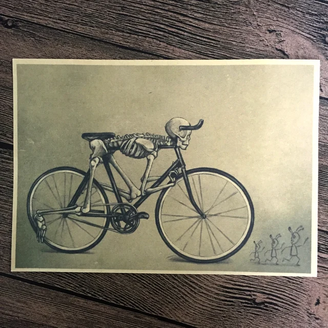 free ship skull retro bicycle poster vintage wall sticker art prints