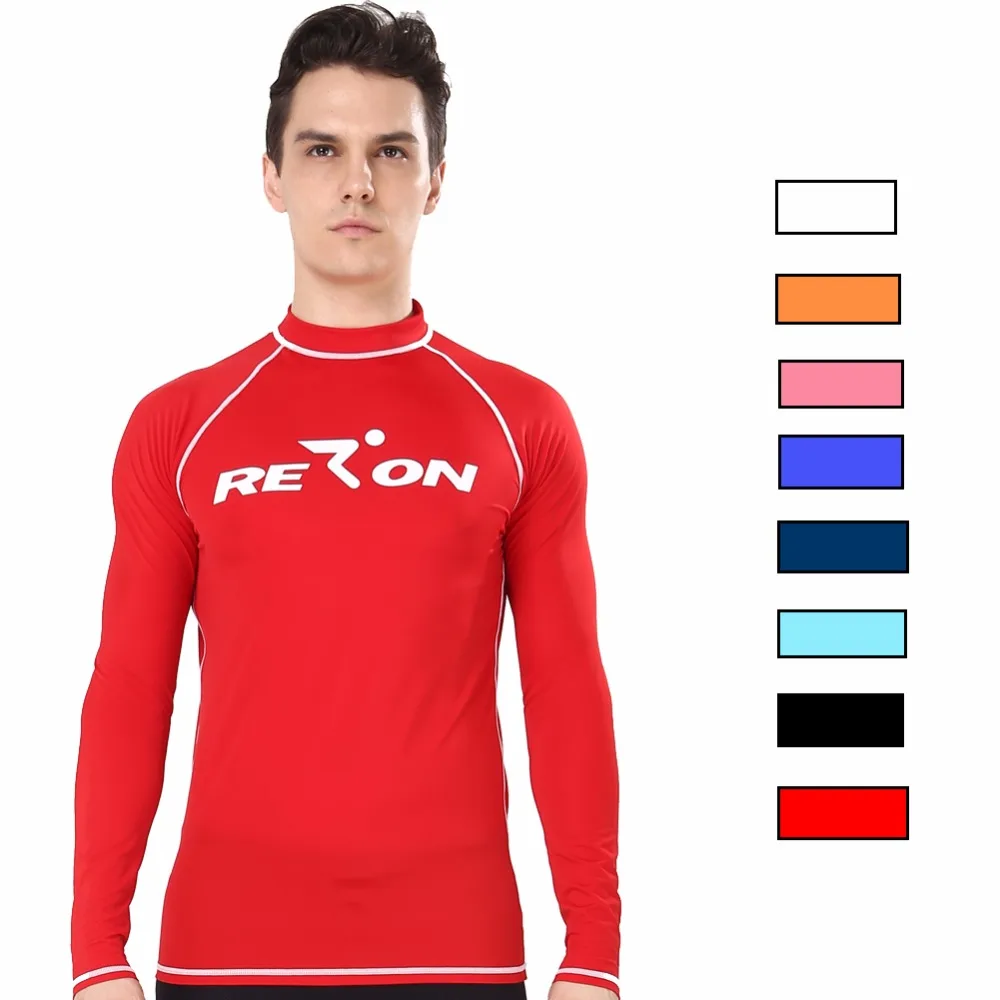 

REALON Long Sleeves Rash Guard Men and Women Diving Swimming Summer Basic Skins UPF50+ Beach Surfing T-shirt Free Shipping