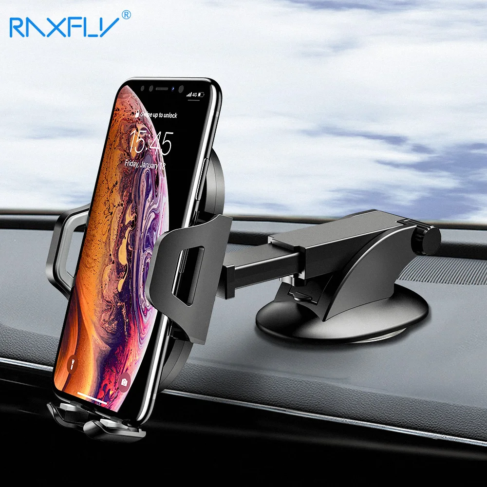 RAXFLY Car Phone Holder for iPhone 12 13 Pro Max In Car Windshield Gravity Sucker Stand for Smartphone GPS Bracket for Xiaomi