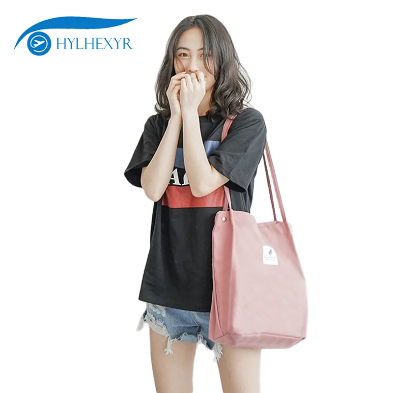 

Hylhexyr Women's Handbags Reusable Shopping Bag Solid Cloth Bags Portable Hasp Canvas Shoulder Bag Simple Style Leisure Tote