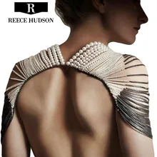 Nueva Señora de Moda de Lujo Magnífico del Estilo de La Perla Del Hombro Cena Femenina Collares Para Las Mujeres Del Partido de Cena Cadena Cuerpo