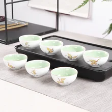 Бытовые чайные чашки, керамические чашки, матовые зеленые эмалированные чайный набор кунг-фу, подарок, высококачественные чайные церемонии, принадлежности