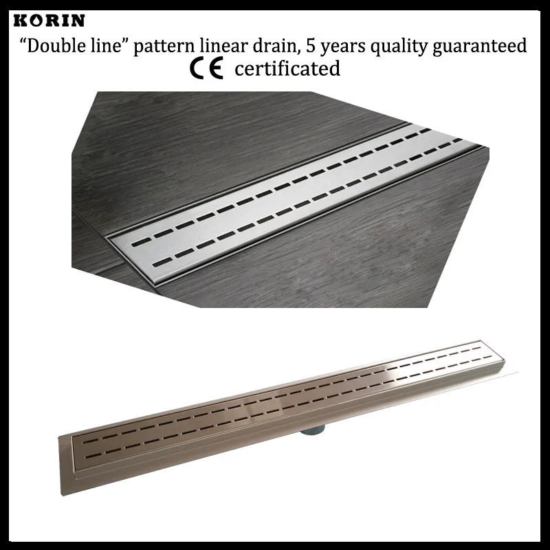 800mm "Double" Style Stainless Steel 304 Linear Shower Drain, Vertical