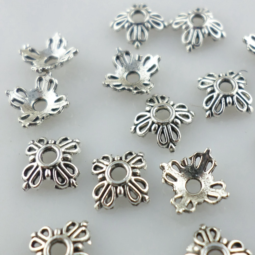 

300pcs Tibetan Silver Pretty Flower End Bead Caps 6x8mm Jewelry Findings Beading