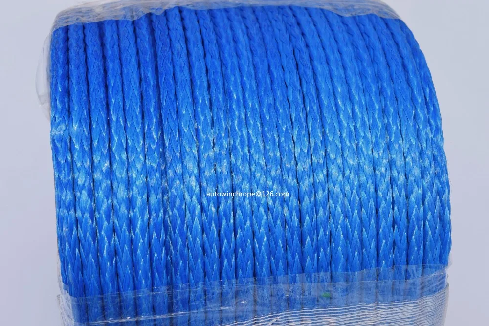 الأزرق 6 ملليمتر * 100 متر 12 ستراند الاصطناعية ونش حبل ، atv الونش الخط ، 12 ضفيرة uhmwpe حبل الطرق الوعرة حبل