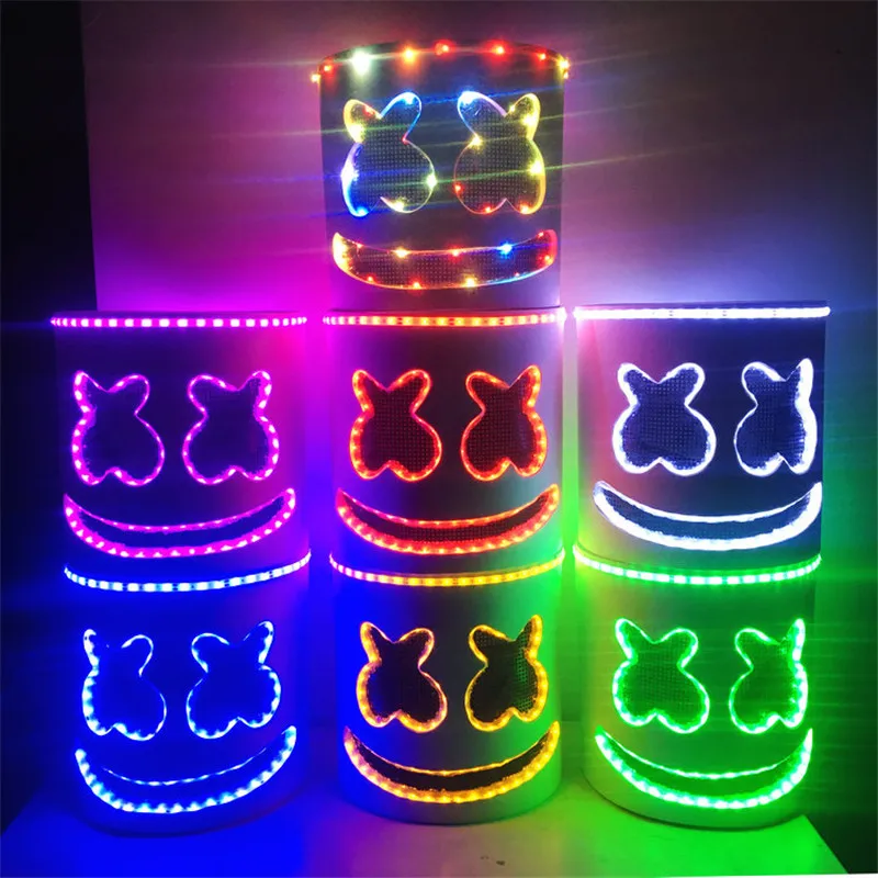 

Deluex LED Lighting PVC Marshmello Helmet DJ Marshmello Mask Concert Props Marshmello Music Fans Prop Bars Prop With LED