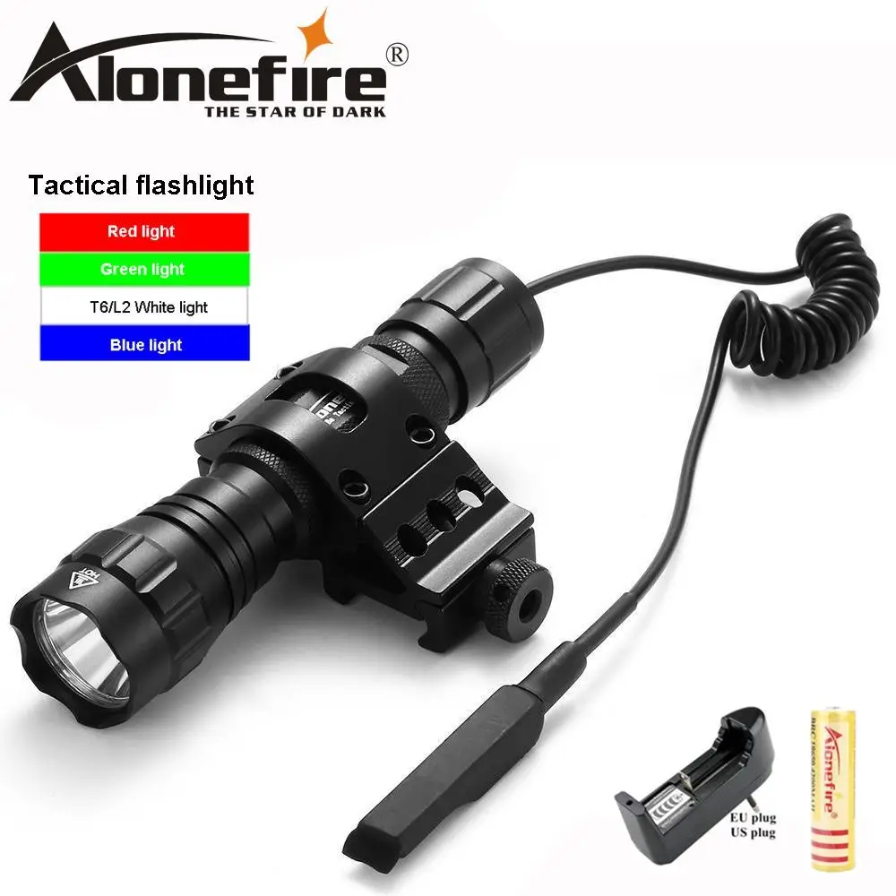 WF-501B 5000Lm Blue Q5 LED Tactical Flashlight Torch Lamp 18650 Mount Switch