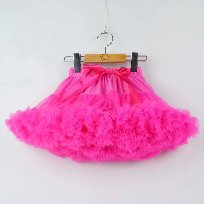 Пышная юбка-американка для девочек-подростков; однотонная многослойная юбка; Детские сценические костюмы; детская одежда для выпускного бала; фатиновые юбки-пачки для детей от 14 до 18 лет - Цвет: Hot pink