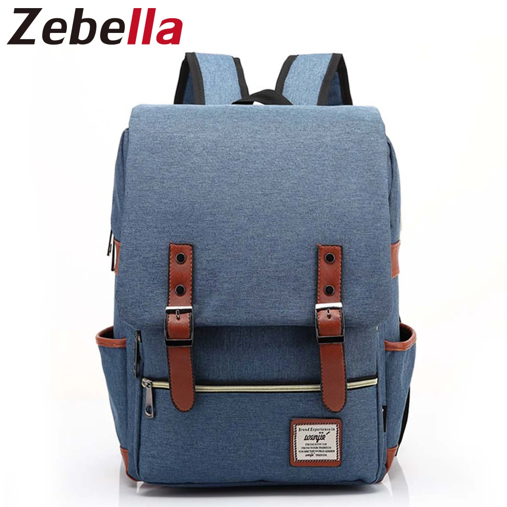 Zebella Preppy Style Canvas Backpack Female Students Bagpack BookBag Women Rucksack Casual School Bag For Teenage