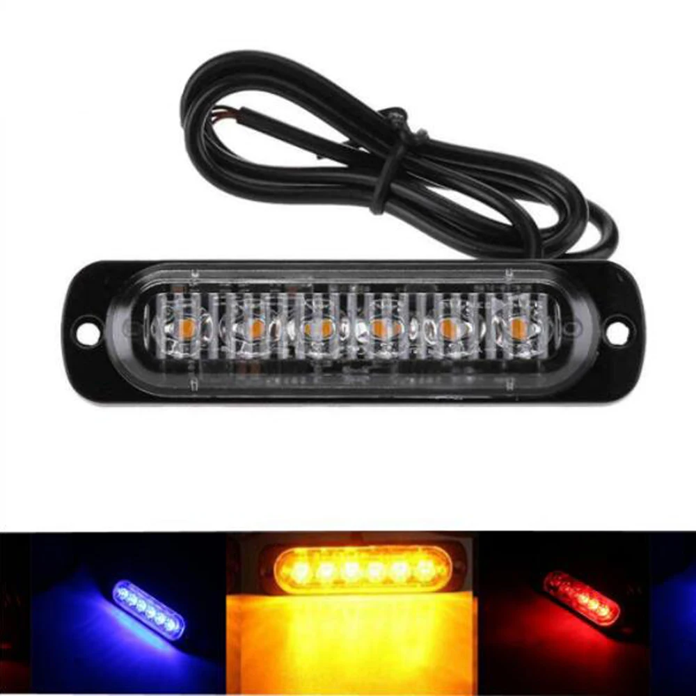 

12V-24V 6LED Red and blue Ultra Slim LED Strode Light signal Police Flashing Light Side Lights For Car / motorcycle / truck