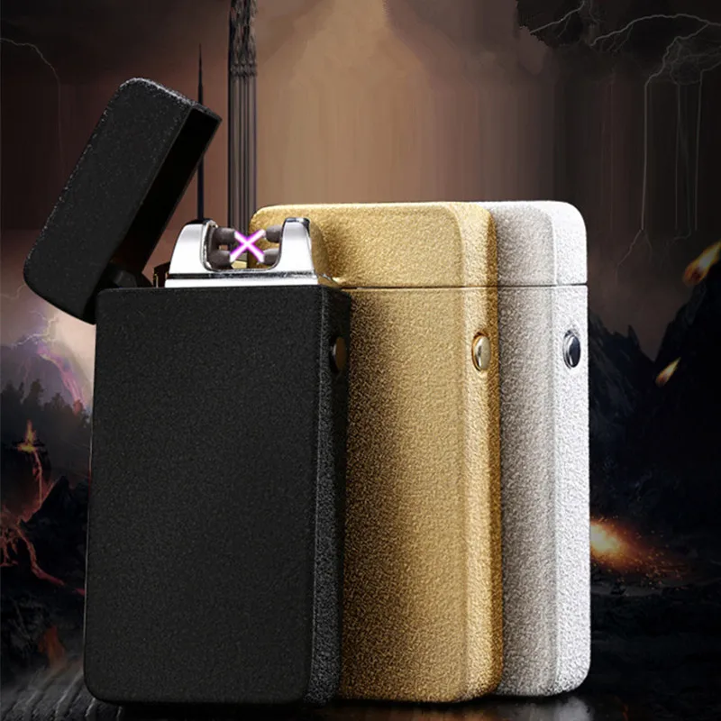 

Hot Sell USB Electric Dual Arc Torch Lighter Rechargeable Windproof Plasma Lighter Cigarette Double Thunder Pulse Cross Lighter
