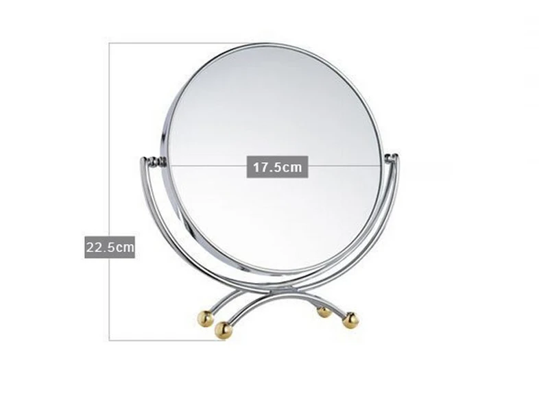 7 дюймов модное настольное зеркало для макияжа с высокой четкостью 2-Face металлическое зеркало для ванной комнаты 3X увеличительное вращение