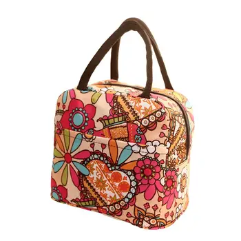

Women's Colorful Print Thermal Insulated Cooler Nylon Picnic Lunch Bag Pouch Tote