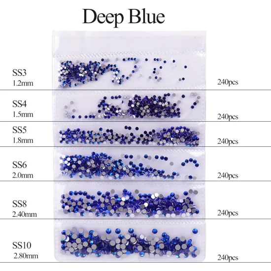 Deep Blue Полная красота 10 цветов микро размер 1440 шт хрустальные стразы для камешки для дизайна ногтей смешанные DIY камни для нейл-арта части Аксессуары CH025 - Цвет: Deep Blue