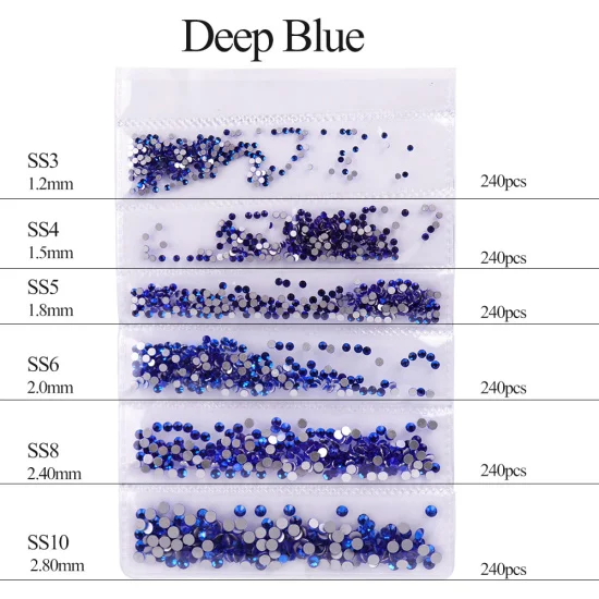 Полная красота 10 цветов микро размер 1440 шт хрустальные стразы для камешки для дизайна ногтей смешанные DIY камни для нейл-арта части Аксессуары CH025 - Цвет: Deep Blue