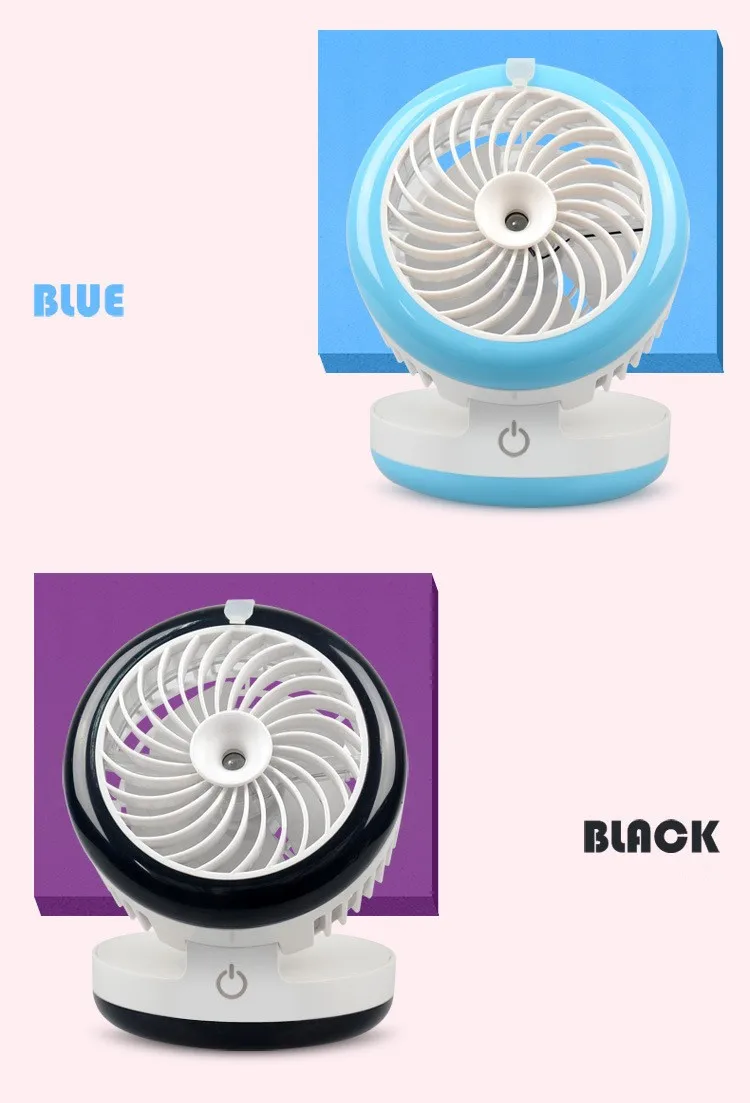 Water mist fan showing spray nozzle and blades