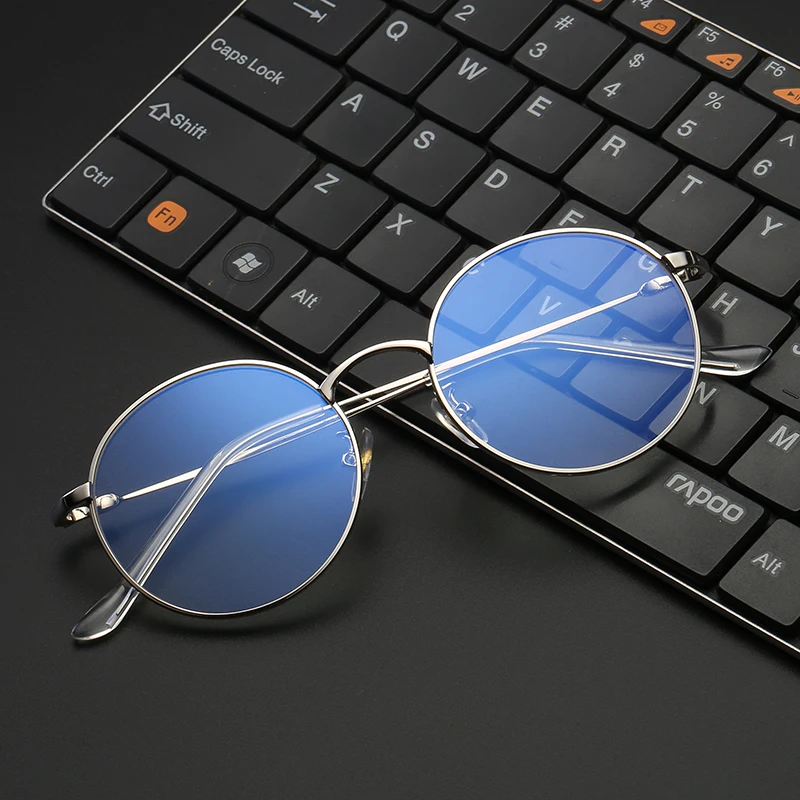 

VCKA Fashion Blue Light Glasses Retro Metal Frame Anti Blue Ray Computer Glasses Vintage Designer Round Glasses Frame Eyewear