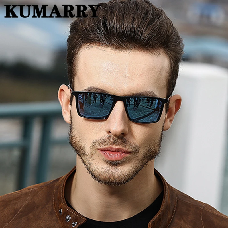 KUMARRY классические квадратные поляризованные солнцезащитные очки мужские