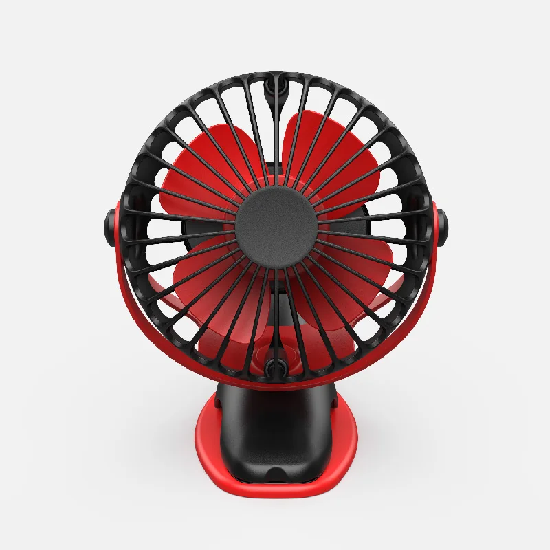 1 шт 4000 мАч 360 градусов-круглый вращающийся мини вентилятор охлаждения воздуха 4 скорости регулируемый портативный USB Перезаряжаемый Настольный вентилятор с зажимом - Цвет: Black red
