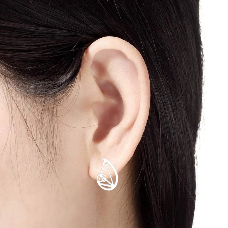 Дропшиппинг золотые треугольные серьги-гвоздики-Фибоначчи-Золотое соотношение серьги-гвоздики модные ювелирные изделия