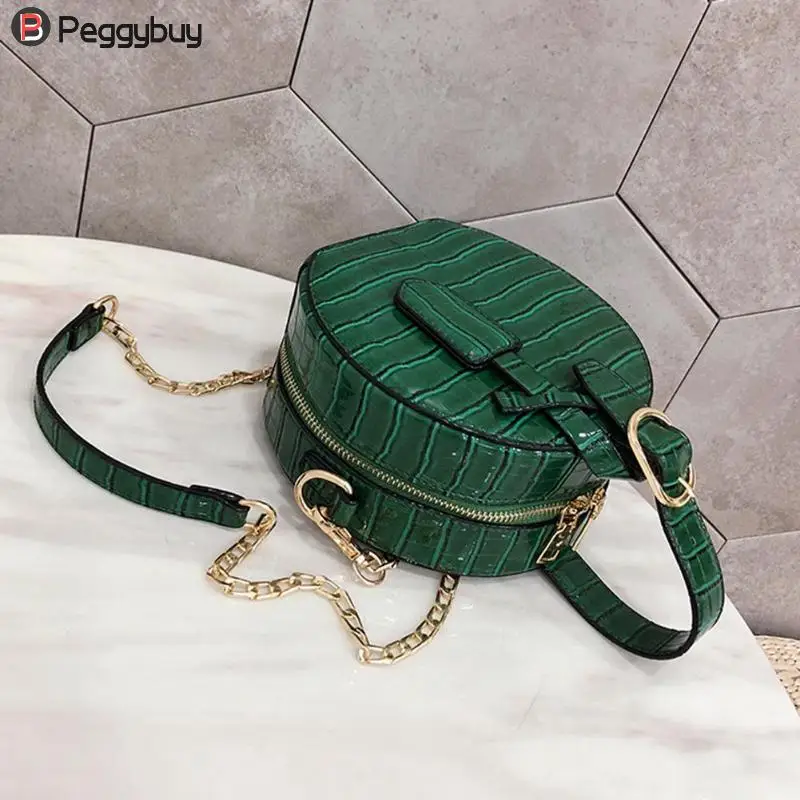 Round Crossbody Messenger Chain Bags Girls Personality Leather Shoulder Bag Handbags Purse Fashion Bags for Women Bolsa Feminina