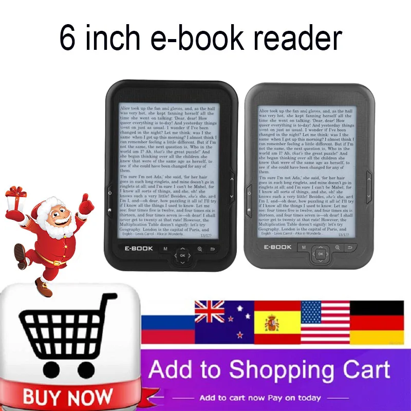 

Portable e-book reader E-Ink 6 inch E-reader 800x600 Resolution Display 300DPI Blue Cover 16GB 8GB 4GB eBook