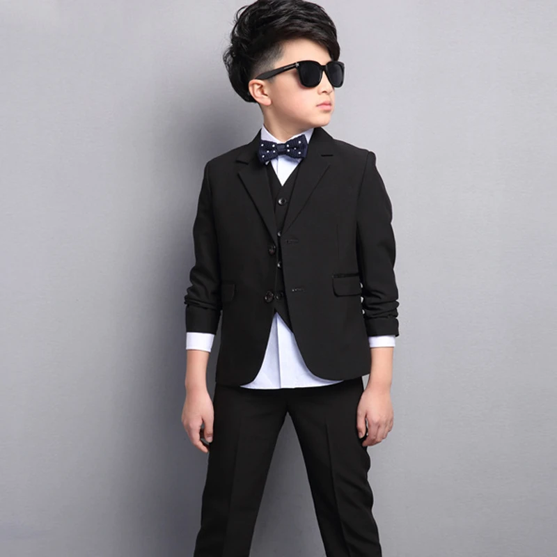 Boys Black Tails Suits Wedding Tuxedo for Kids Clothing Formal suit