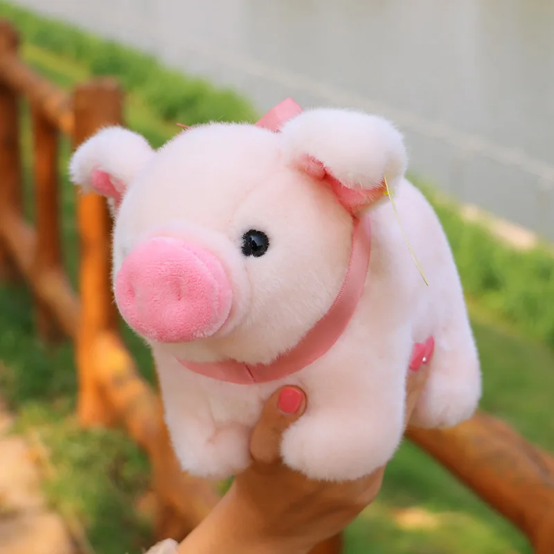 

about 23cm cartoon pig plush toy silk belt pig soft doll baby toy birthday gift h0999
