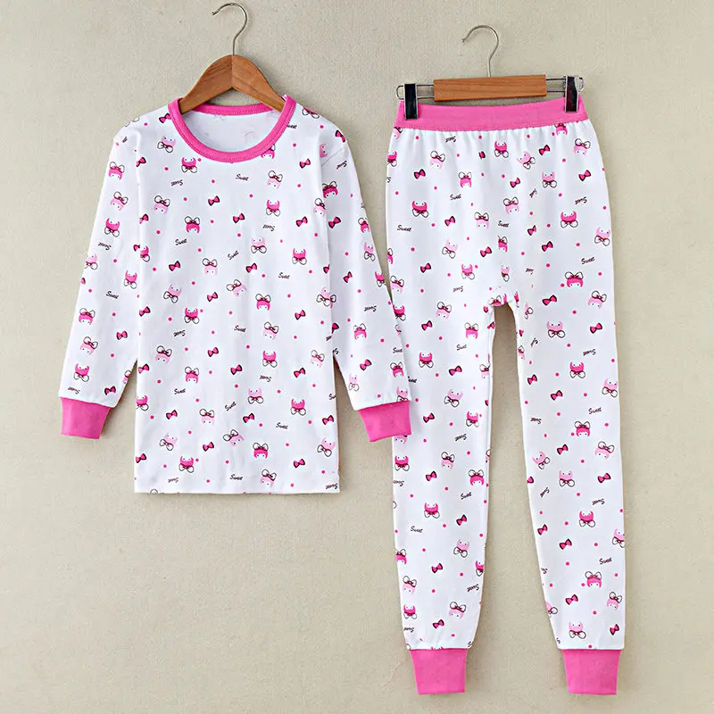 GB-Kcool/термобелье для девочек, осенне-зимний детский хлопковый комплект «Джон», топы с круглым вырезом+ брюки, повседневные подштанники, детские пижамы, Новинка