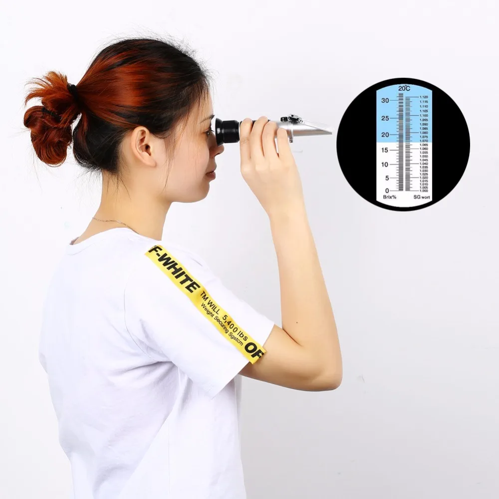 

Beer Wort and Wine Refractometer, Dual Scale - Specific Gravity 1.000-1.120 and Brix 0-32% 5pcs