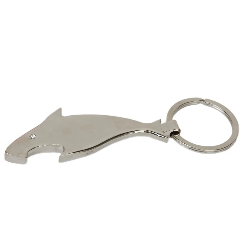 Metal Alloy Shark Shape Keyring Bottle Opener with Key Ring Silver Tonein Openers from Home