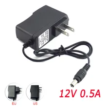 500mA convertisseur de puissance adaptateur d'alimentation ca à cc 12V 0.5A alimentation US EU Plug Switch 5.5mm x 2.1mm pour bande lumineuse 100-240V