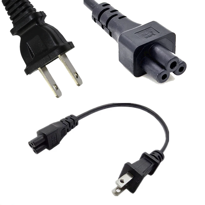 30cm US Plug Power Cable to 3 Pin Prong C5 Cloverleaf Power Cord Canada