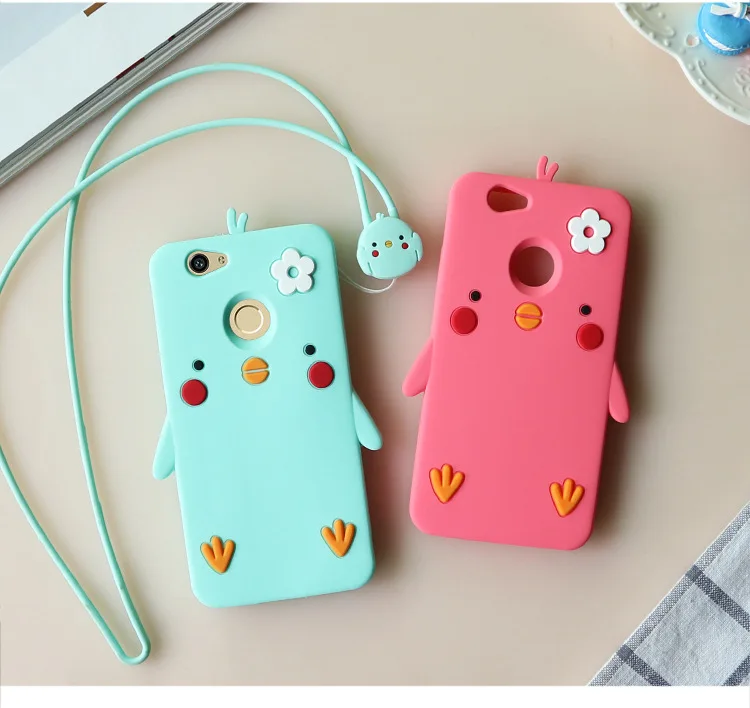 

For huawei nova/ nova2 /nova2plus silicone case Cute duck feet soft pink chicken back phone cover for huawei nova lite + rope