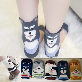 

Fashion 1pair 3 types women lovely 3D dogs Animal Socks Autumn winter warm Cotton Girl's casual socks