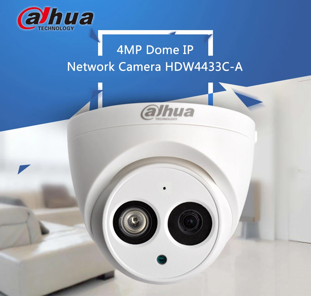 Сетевой видеорегистратор Dahua IP Камера 4MP POE IP67 H.265, ночное видение, встроенный микрофон IPC-HDW4433C-A заменить HDW4431C-A купольные поворотные сетевые