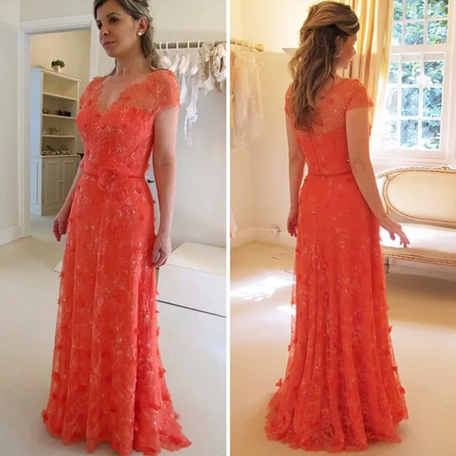 salmon prom dress
