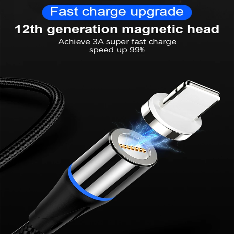 Romichw светодиодный индикатор 3A Магнитный кабель usb type C кабель для быстрой зарядки Магнитный кабель для зарядки и передачи данных кабель USB для мобильного телефона