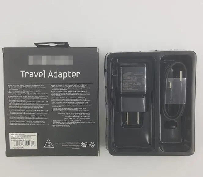 

High Quality 2 in 1 9V-1.67A Adaptive Fast Charger EU/US/UK Wall Charger adapter with 1.2M type C usb cable for Samsung S8+ s8 w