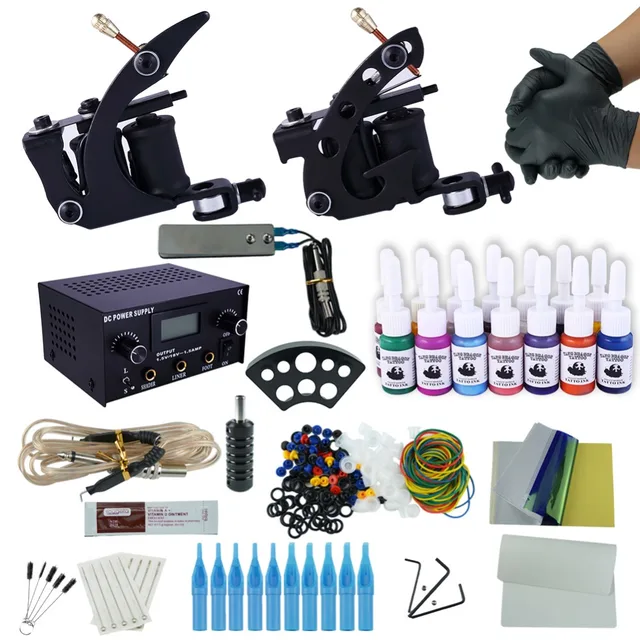Buy Professional Tattoo Kit 2 Machine Gun 14 Color